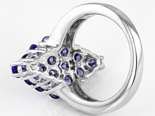 2.31ctw Oval and Pear Shape Tanzanite Rhodium Over Sterling Silver Ring - Size 7