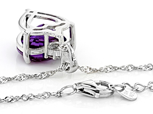 6.07ctw Purple Lab Created Color Change Sapphire & White Zircon Rhodium Over Silver Pendant/Chain