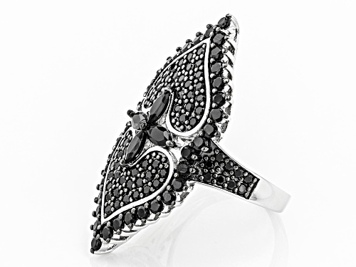 3.30ctw Marquise And Round Black Spinel Rhodium Over Sterling Silver Cocktail Ring - Size 7