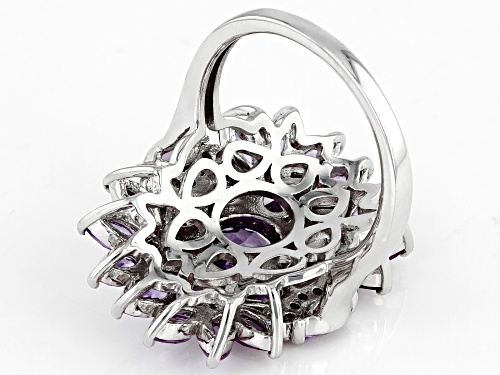 5.27ctw Purple Lab Created Color Change & White Sapphire Rhodium Over Sterling Silver Ring - Size 7