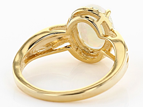 0.85ct Oval Ethiopian Opal 18K Yellow Gold Over Sterling Silver Ring - Size 10