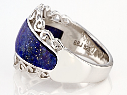 21x8mm Lapis Lazuli Rhodium Over Sterling Silver Ring - Size 8