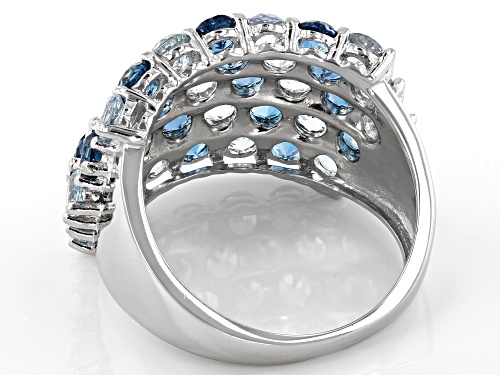 1.98ctw Round London Blue and 2.32ctw Round Glacier Topaz(TM) Rhodium Over Silver Band Ring - Size 9
