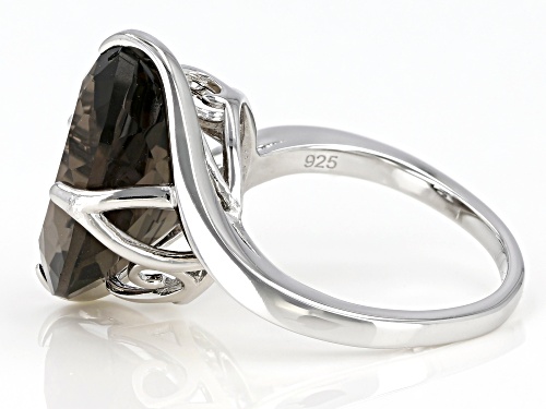 7.82ct Oval Smoky Quartz Rhodium Over Sterling Silver Solitaire Ring - Size 9