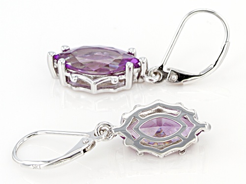 6.80ctw Marquise Purple Lab Created Color Change Sapphire Rhodium Over Sterling Silver Earrings