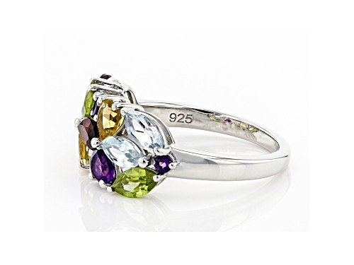 2.60ctw Multi-Gemstone Rhodium Over Sterling Silver Ring - Size 8