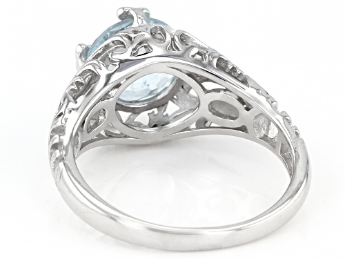 1.56ct round aquamarine rhodium over sterling silver solitaire ring - Size 9