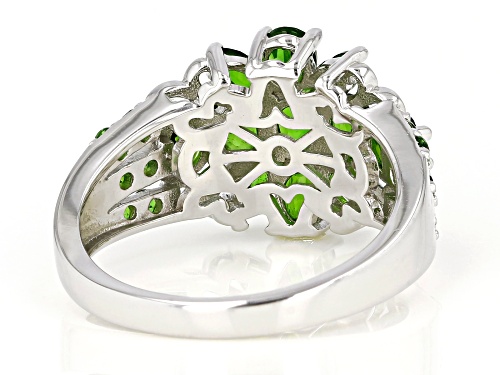 1.70CTW MIXED SHAPES CHROME DIOPSIDE RHODIUM OVER STERLING SILVER RING - Size 8