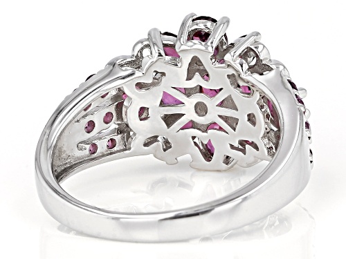 1.86ctw mixed shapes RASPBERRY COLOR RHODOLITE RHODIUM OVER STERLING SILVER RING - Size 7