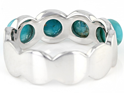 5MM ROUND TURQUOISE RHODIUM OVER STERLING SILVER BAND RING - Size 8