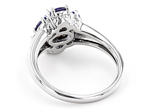 1.41ctw Oval Tanzanite Rhodium Over Sterling Silver Ring - Size 7