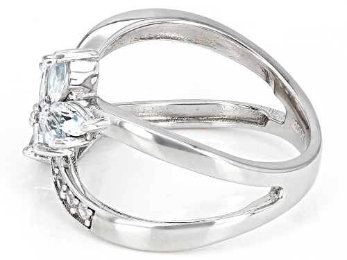1.00ctw Marquise Aquamarine With 0.15ctw White Zircon Rhodium Over Sterling Silver Ring - Size 7