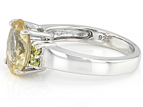 1.96ct Oval Yellow Citrine With 0.16ctw Yellow Sapphire Rhodium Over Sterling Silver Ring - Size 8