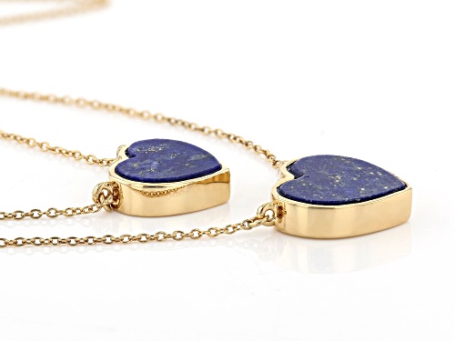 10-12mm Lapis Lazuli 18k Yellow Gold Over Silver 2 Layer Necklace - Size 18
