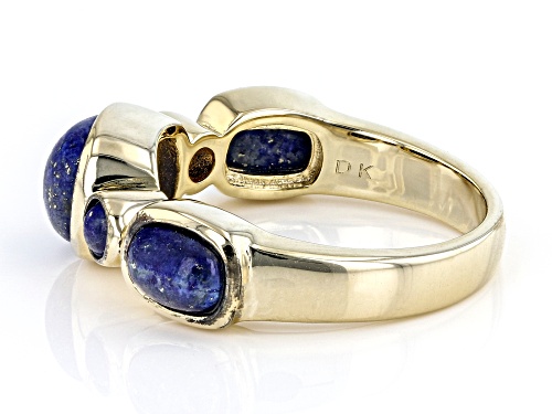 Rectangular Cushion & Round Lapis Lazuli 18k Yellow Gold Over Sterling Silver Ring - Size 8