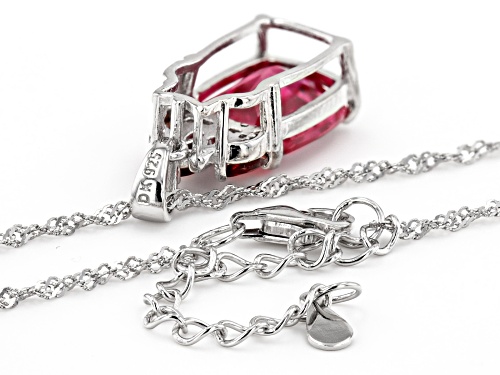 6.30ct Lab Padparadcha Sapphire, .33ctw Garnet, White Zircon Rhodium Over Silver Pendant With Chain
