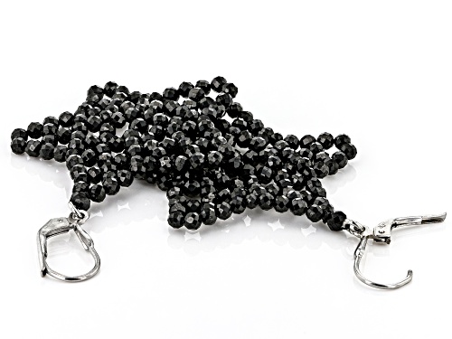 2.5x2.5mm Black Spinel Rhodium Over Sterling Silver Star Earrings