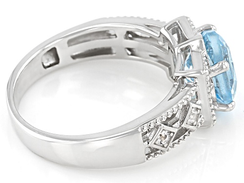 2.30ct Glacier Topaz™ With 0.07ct White Topaz Rhodium Over Sterling Silver Ring - Size 7