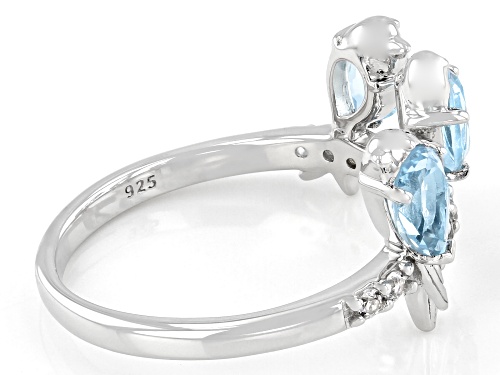 1.25ctw Pear shaped Glacier Topaz™ and 0.20ctw White Topaz Rhodium Over Sterling Silver Bird Ring - Size 8