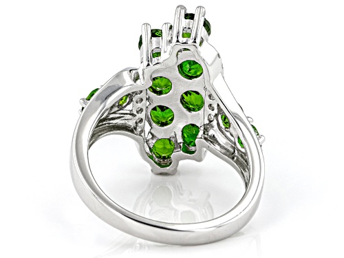 2.28ctw Round Chrome Diopside With 0.12ctw Round White Zircon Rhodium Over Sterling Silver Ring - Size 8