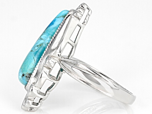 19.7X7mm Turquoise Rhodium Over Sterling Silver Ring - Size 7
