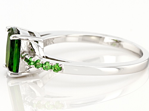 1.28ct Cushion Chrome Diopside With 0.15ctw Round Tsavorite Rhodium Over Sterling Silver Ring - Size 7