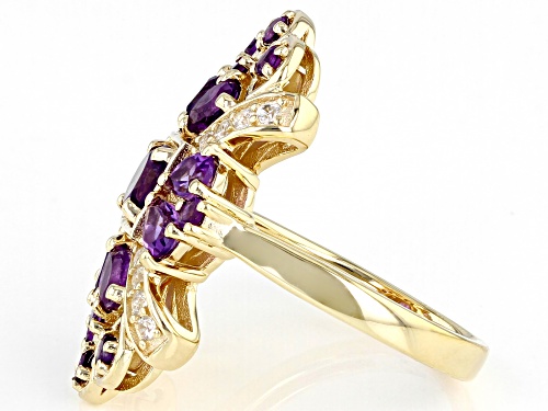 1.75ct African Amethyst With .20ctw Round White Zircon 18k Yellow Gold Over Sterling Silver Ring - Size 8