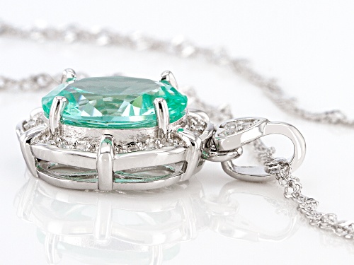 3.23ct Lab Created Green Spinel With 0.15ctw White Zircon Rhodium Over Silver Pendant Chain