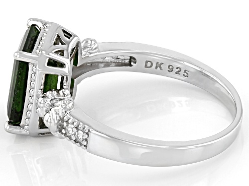 1.87ct Chrome Diopside With 0.03ctw White Zircon Rhodium Over Sterling Silver Ring - Size 7