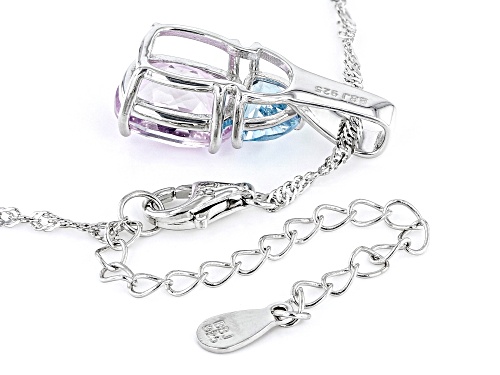 3.37ct Kunzite With 0.85ctw Glacier Topaz(TM) Rhodium Over Sterling Silver Pendant With Chain.