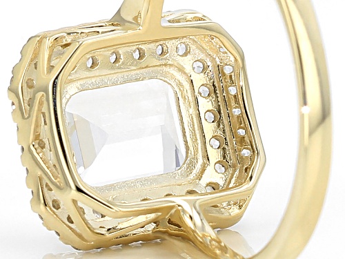 2.32ct Emerald Cut White Danburite And .61ctw Round White Zircon 10k Yellow Gold Ring - Size 9