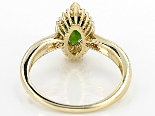 1.10ct Marquise Russian Chrome Diopside And .09ctw Champagne Diamond Accent 10k Yellow Gold Ring - Size 7