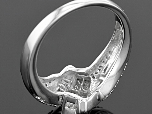 .50ctw Princess Cut, Baguette And Round White Diamond 10k White Gold Bypass Ring - Size 6