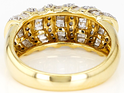 1.00ctw Round And Baguette White Diamond 10k Yellow Gold Dome Ring - Size 6