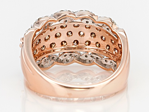 1.75ctw Round Champagne And White Diamond 10k Rose Gold Band Ring - Size 8