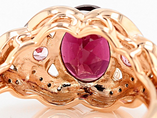 1.78ct Oval Grape Color Garnet, .15ctw Pink Sapphire With .17ctw White Zircon 10k Rose Gold Ring - Size 9