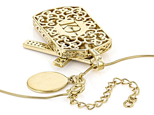 Koadon® Bella Luce® Diamond Simulant Eterno™ Yellow Gold Over Silver Dog Tag Pendant W/ Chain