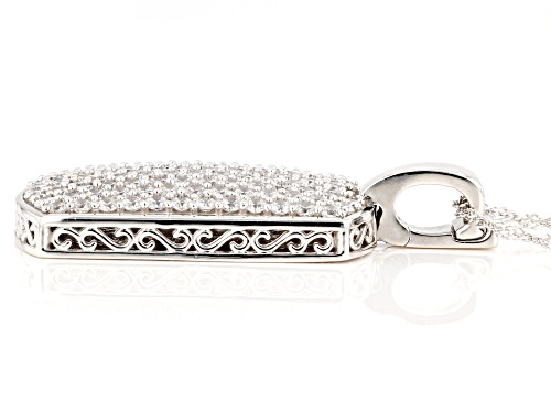 Koadon® Bella Luce® 7.11ctw White Diamond Simulant Rhodium Over Silver Dog Tag Pendant W/ Chain