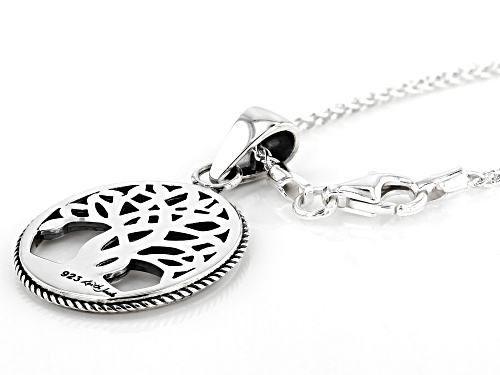 Keith Jack™ Sterling Silver Tree of Life Pendant with 18 Inch Wheat Chain