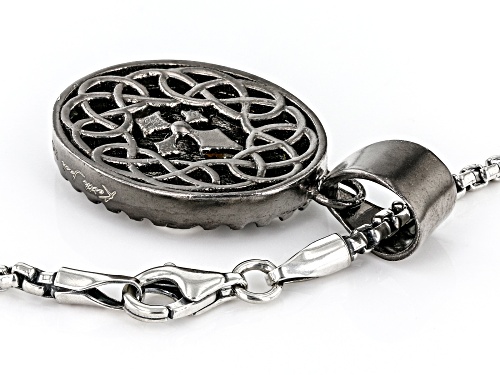 Keith Jack™ Sterling Silver Raw Diamond Oval Cross Pendant With Black Rhodium