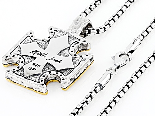 Keith Jack™ Sterling Silver Oxidized & Bronze Biker Cross Pendant With Chain