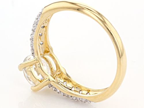 1.76ctw Round White Zircon 10k Yellow Gold Ring. - Size 7