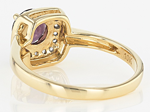 .92ct Round Purple Spinel With .16ctw Round White Zircon 10k Yellow Gold Ring. - Size 8