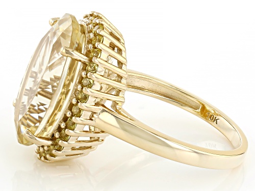 6.97ct Yellow Labradorite With 0.48ctw Yellow Sapphire 10k Yellow Gold Ring - Size 12