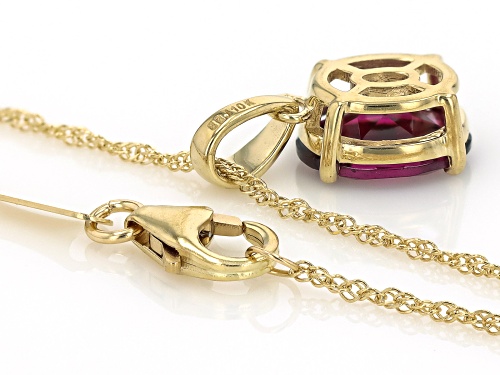 1.49ct Grape Color Garnet 10k Yellow Gold Pendant With Chain