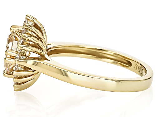 2.41ct Asscher Cut Strontium Titanate & 0.23ctw Moissanite 18k Yellow Gold Over Sterling Silver Ring - Size 9