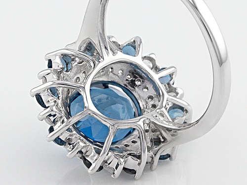 3.05ct Oval And .71ctw Round London Blue Topaz And .62ctw White Zircon 10k White Gold Ring - Size 8