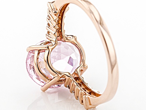 4.84ct Oval Kunzite And .35ctw Round White Zircon 10k Rose Gold Ring - Size 8