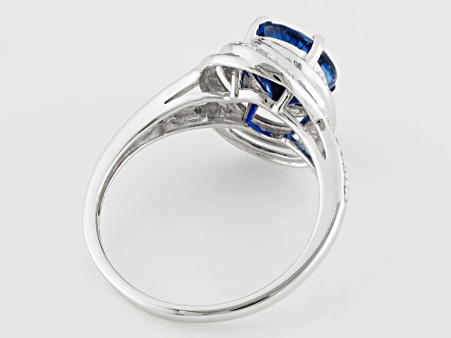 2.11ct Oval Kyanite And .05ctw Round White Diamond Accent 10k White Gold Ring - Size 6