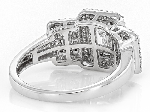 Prazana® Lab-Grown Diamonds 0.85ctw White Diamond Rhodium Over Sterling Silver Halo Ring, H SI - Size 8